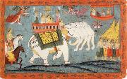 unknow artist Celestial Procession with Indra Riding His Elephant oil on canvas